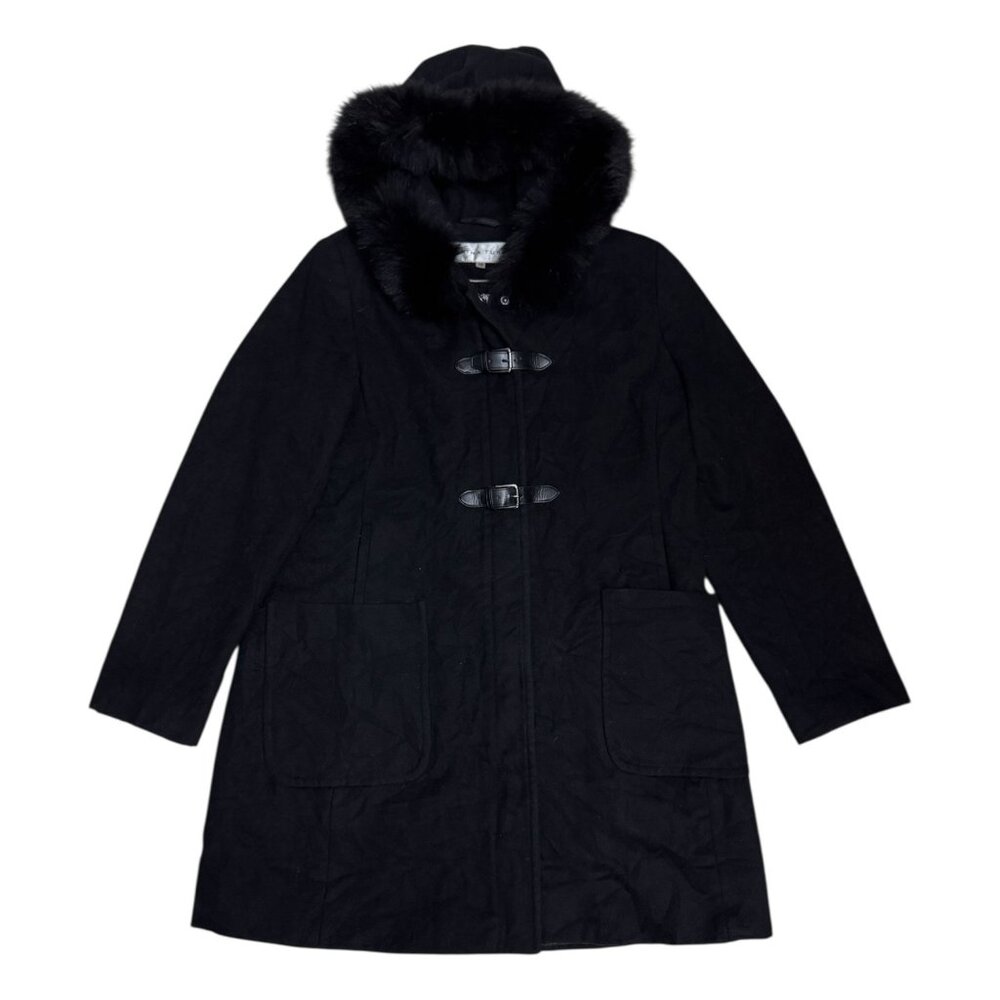TRINA TURK Genuine FOX FUR & Wool Luxury Designer Vintage Pea Coat Womens 12